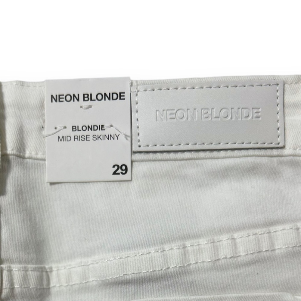 Neon Blonde Blondie White Mid Rise Skinny Tie Up Jean Womens Size 29 - Picture 4 of 7